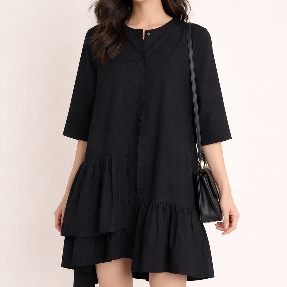 Apparalel Black Tiered Midi Dress Size Small
